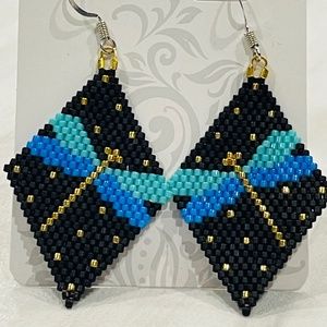 Handmade Dragonfly earrings with 24kt gold.
